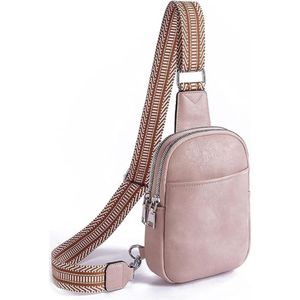 SHOP YOLO-Dames Tassen-schoudertas-crossbody bag kunstleer -waterdicht- roze