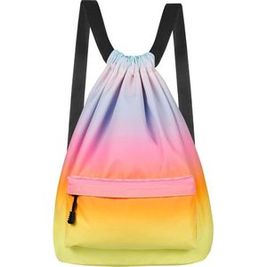 SHOP YOLO-Sporttas Dames en heren-Trekkoord Rugzak Gymtas-Waterdichte -Regenboog