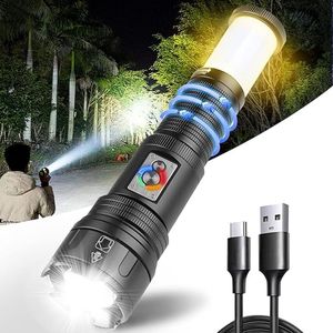 SHOP YOLO-zaklamp led oplaadbaar - 10 modi USB -30000 Lumen - Waterdicht-tactische zaklamp voor kamperen-wandelen