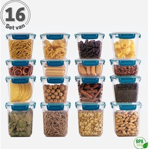 Meal Prep Bakjes Vershoudbakjes Set van 16 Blauw Lunchbox Diepvriesbakjes Vershouddoos Vershoudbakjes Set Voedselcontainer Magnetron Bakjes - Tavas