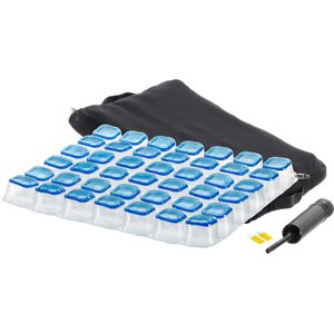 Anti-decubitus deluxe lucht kussen met Gel pads 47 x 41 cm - 5 cm hoog - Met ademende hoes en handpomp - Zitkussen