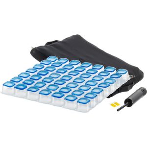 Anti-decubitus deluxe lucht kussen met Gel pads 47 x 47 cm - 5 cm hoog - Met ademende hoes en handpomp - Zitkussen