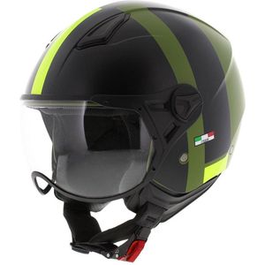 Vito Moda jethelm mat groen zwart S - scooterhelm snorfietshelm