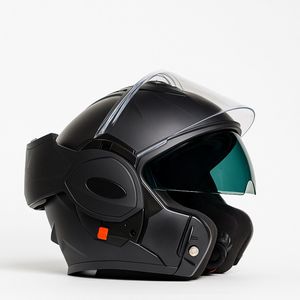 Vito Reverse - Systeemhelm - Mat Zwart - Motorhelm en Scooterhelm met Opklapbaar Kinstuk en Zonnevizier