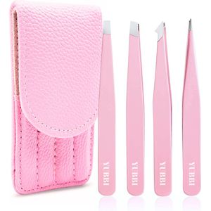 YUBBI™ Epileer Pincet Set - Tweezer Set - Dermaplanning - Trimmer - Opbergetui - Roze