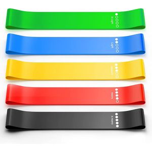 Weerstandsbanden set van 5 stuks - Extra sterk tot 18kg - 5 Kleuren - Resistance band set - Fitness Elastiek - Booty Band Builder