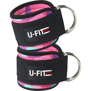 U Fit One 2 Stuks Ankle Strap Fitness met Draagtas - Roze Enkelband - Ankle Cuff Strap - Enkel straps - Gewichten - Billen trainer - Billen lift - Heup trainer