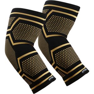 U Fit One 2 Stuks Copper Elleboog Brace - Elleboogbrace met Koper - Tennisarm Brace - Arm Brace - Tenniselleboog - Golfarm - Tennis Elbow - Fitness - Zwart - Maat S