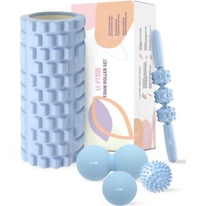 U Fit One 5 Delige Foam Roller Set - Trigger Point Massage Roller - Massage bal - Fitness - Yoga - Fascia - Bindweefsel - Blauw
