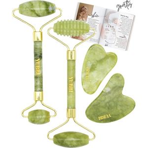 YUBBI - Gua Sha Set - Groene Jade - Gezichtsverzorging - 4 Stuks - Inclusief Instructies