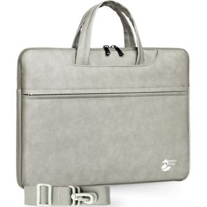 Grey Fox PU Leren Laptophoes 15.6 inch - Laptoptas - Macbook / IPad / Thinkpad - Sleeve met Ritssluiting - Kofferinsteek - Incl. Schouderband - Beige