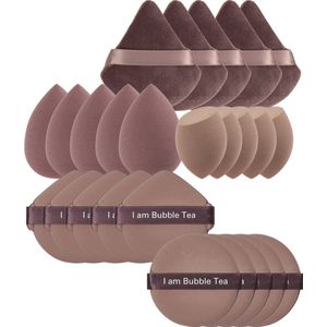 YUBBI Professional Beauty Blender Set - Make Up Spons - Cushion Spons - Foundation Applicator - Poederspons - 50 Stuks - Bubble Tea Bruin