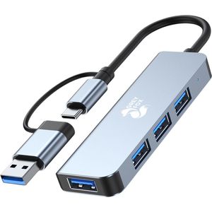 Grey Fox 4 in 1 USB 3.0 Hub - USB Splitter 3.0 en C Type - Geschikt voor Mobiel, Laptop, Macbook en Windows