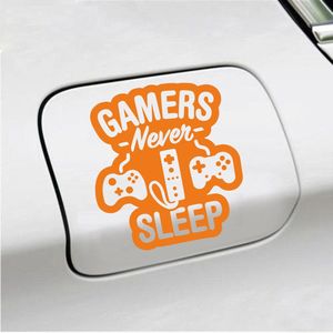Bumpersticker - Gamers Never Sleep - 12,4 X 11,4 - Oranje