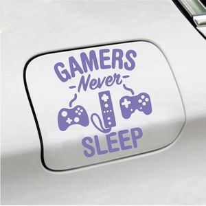 Bumpersticker - Gamers Never Sleep - 12,9 X 11,8 - Paars