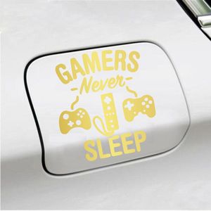 Bumpersticker - Gamers Never Sleep - 12,9 X 11,8 - Goud