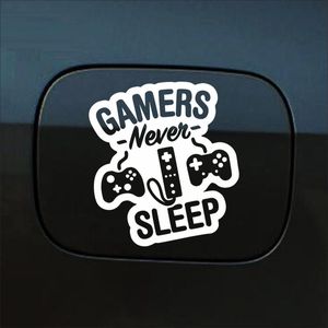 Bumpersticker - Gamers Never Sleep - 12,4 X 11,4 - Wit