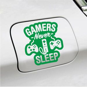 Bumpersticker - Gamers Never Sleep - 12,4 X 11,4 - Groen