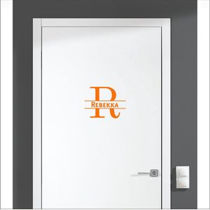 Deursticker Met Naam -  Rebekka - Oranje