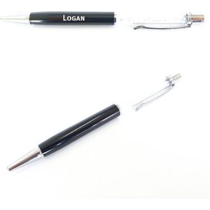 Pen Met Diamantjes En Naam Gravering - Logan