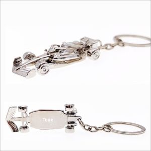 F1 Auto Sleutelhanger - Met Naam - Tuur - Model 2024 - Zilver