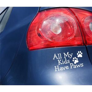 Bumpersticker - All My Kids Have Paws - 15x9 - Wit