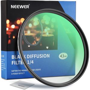 Neewer® - 43mm Zwarte Diffusie 1/4 Filter Mistig Dromerig Cinematisch Effect Filter - Ultradun - Waterbestendig - Krasbestendig - HD Optisch Glas met 30 Lagen Nano Coatings voor Video/Vlog/Portretfotografie