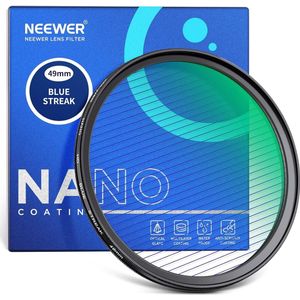 Neewer® - 49mm Blauwe Streeplensfilter, HD Optisch Glas 360° Draaibaar Anamorfische Flare Speciale Effecten Lensfilter, Aluminium Frame met 28 Laag Multiresistente Coating