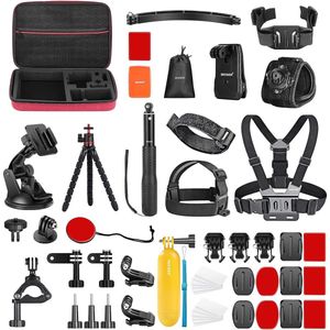 76 c - 50-in-1 Accessoirekit voor Actiecamera, Compatibel met GoPro Hero 11 Hero10 Hero9 Hero8 Hero7 GoPro Max GoPro Fusion Insta360 Osmo Action AKASO APEMAN - Inclusief Rode Opbergtas - Alles wat je nodig hebt voor Avontuurlijke Opnames