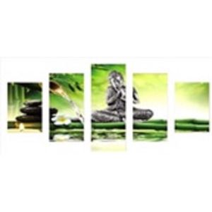 Diamond painting afmeting 45 x 95 cm - 5 Luik - Buddha - zen in het groen