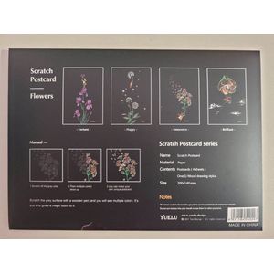 Kraskaarten ( 4 stuks ) scratch postcards - flowers