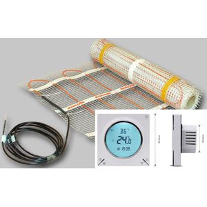 Comfortabele vloerverwarming voor tegelvloeren met vloerverwarming inbouwthermostaat, 400 watt, 5 bij 0,5 meter