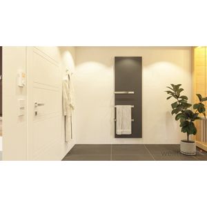 Metalen infrarood kachel badkamer met 43 cm brede RVS handdoekdroger 550 watt, Grafiet, Welltherm