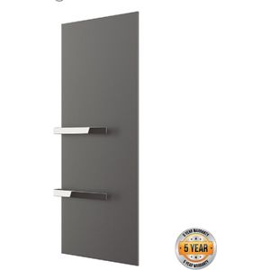 Luxe handdoekverwarmings infraroodpaneel grafiet met 2 open 43en 55 cm RVS beugels 850W