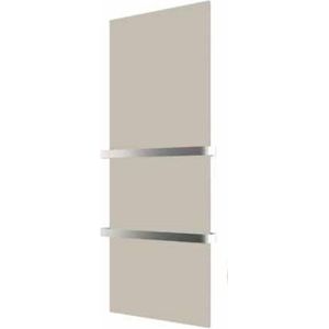 Luxe handdoekverwarmings infraroodpaneel zandkleurig met 2 open 55 cm RVS beugels 850W