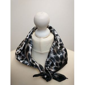 Vierkante dames sjaal Roxanne fantasiemotief zwart grijs antraciet wit 50x50