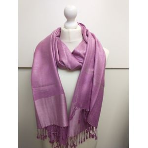 Zijdezachte dames sjaal Jaleesa paisleymotief roze azalia paars
