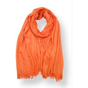 Lange dames sjaal Veerle effen motief oranje
