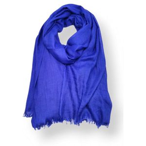 Lange dames sjaal Veerle effen motief koningsblauw royal blue