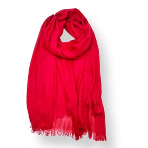 Lange dames sjaal Veerle effen motief rood