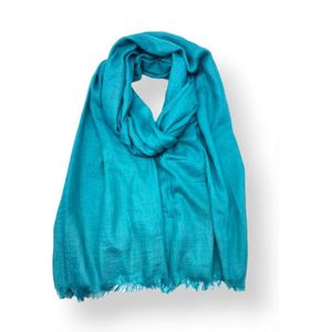 Lange dames sjaal Veerle effen motief teal groenblauw