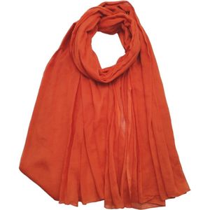 Lange dames sjaal Idris effen oranje 100% katoen natuurlijk materiaal