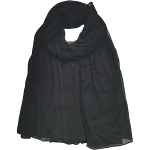 Lange dames sjaal Idris effen zwart 100% katoen duurzaam materiaal