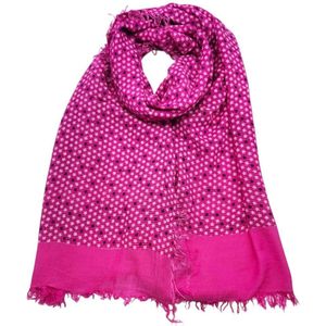 Bamboe lange dames sjaal Lina gebloemd motief fuchsia wit blauw vegan natuurlijk materiaal