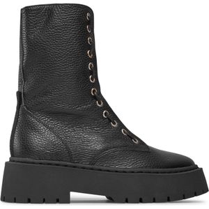 Steve Madden - Odilia - Veterboot - Zwart - Leer - Plateauzool