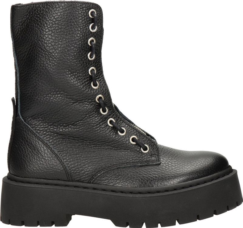 Steve Madden - Odilia - Veterboot - Zwart - Leer - Plateauzool