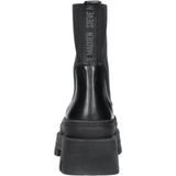 Steve Madden - Cassandra Bootie - Zwart - Leer - Dames Enkellaars Met Chunky Zool