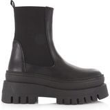 Steve Madden - Cassandra Bootie - Zwart - Leer - Dames Enkellaars Met Chunky Zool