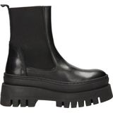 Steve Madden - Cassandra Bootie - Zwart - Leer - Dames Enkellaars Met Chunky Zool