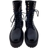 Steve Madden - Skywen - Dameslaarzen - Zwart - Echt Leer - 8 cm Hakhoogte